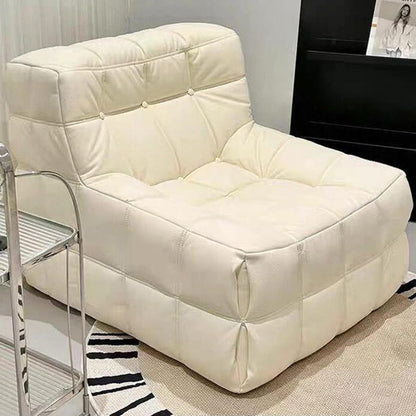 Modern Minimalist Corduroy Faux Leather Rectangular Accent Chair Backrest Armless For Living Room