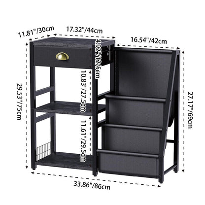 Modern Minimalist Medium Density Fiberboard Iron Oxford Fabric Rectangular Storage Cabinet 3-Tier For Living Room