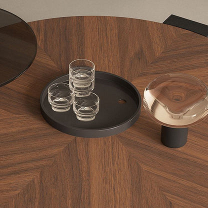Contemporary Nordic Round Medium Density Fiberboard Glass Coffee Table 2-Tier For Living Room
