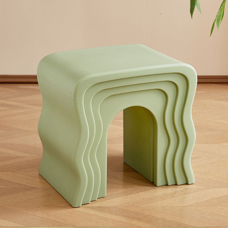 Contemporary Nordic PE Wavy Trapezoid Side Table 1-Tier For Living Room