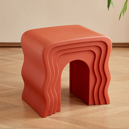 Contemporary Nordic PE Wavy Trapezoid Side Table 1-Tier For Living Room