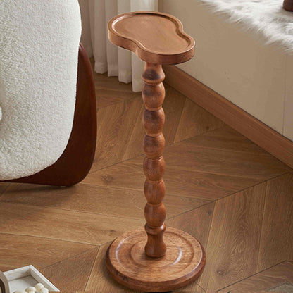 Modern Minimalist Cylindrical Solid Wood Side Table 1-Tier For Living Room
