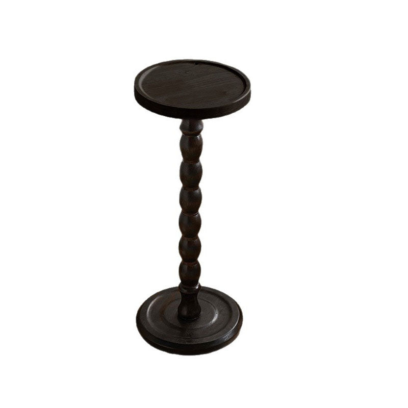 Modern Minimalist Cylindrical Solid Wood Side Table 1-Tier For Living Room