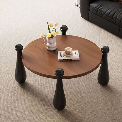 Modern Minimalist Cylindrical Solid Wood Coffee Table 1-Tier For Living Room