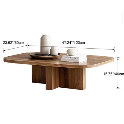 Modern Minimalist Rectangular Solid Wood Coffee Table 1-Tier For Living Room