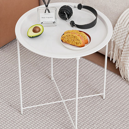 Modern Minimalist Cylindrical ABS Carbon Steel Coffee Table 1-Tier For Living Room