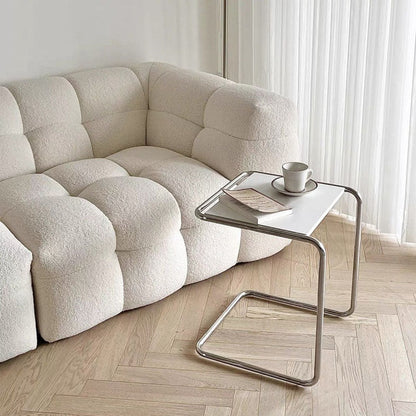 Modern Minimalist Rectangular Stainless Steel Eco-Board Side Table 1-Tier For Living Room