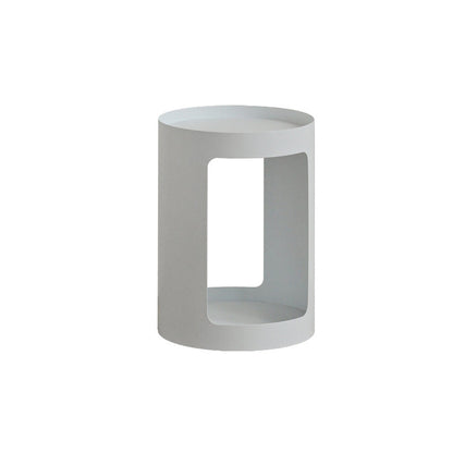 Modern Minimalist Cylindrical Iron Side Table 2-Tier For Living Room