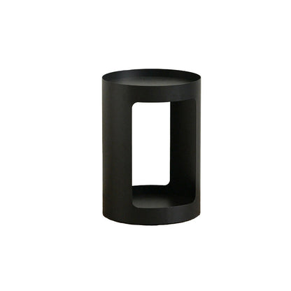 Modern Minimalist Cylindrical Iron Side Table 2-Tier For Living Room