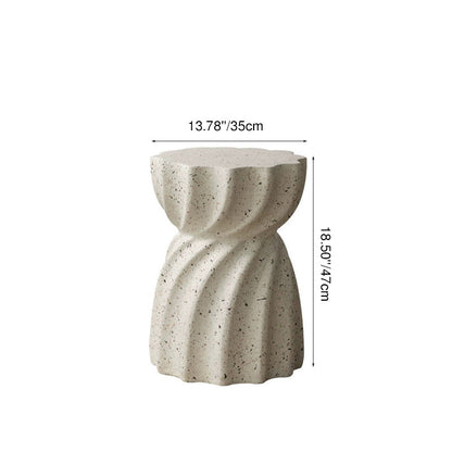 Contemporary Nordic Cylindrical MgO Stone Material Side Table 1-Tier For Living Room
