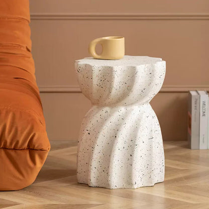 Contemporary Nordic Cylindrical MgO Stone Material Side Table 1-Tier For Living Room