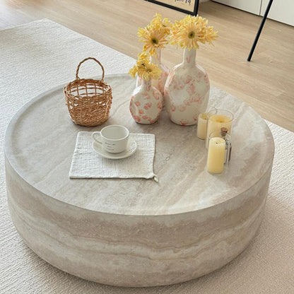 Modern Minimalist Cylindrical Fiberglass Coffee Table 1-Tier For Living Room