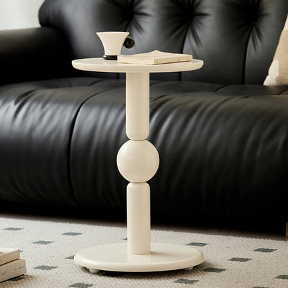 Contemporary Nordic Cylindrical Pine Wood Side Table 1-Tier For Living Room