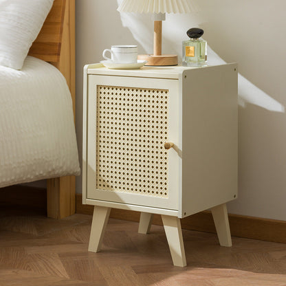 Traditional Japanese Rectangular Medium Density Fiberboard Bamboo Nightstand 1-Cabinet For Bedroom