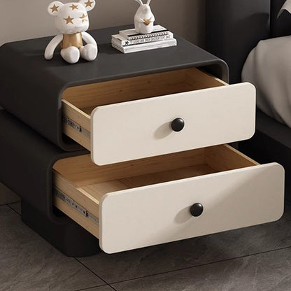 Modern Minimalist Rectangular Engineered Wood Nightstand 2-Drawer For Bedroom