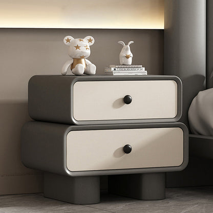 Modern Minimalist Rectangular Engineered Wood Nightstand 2-Drawer For Bedroom