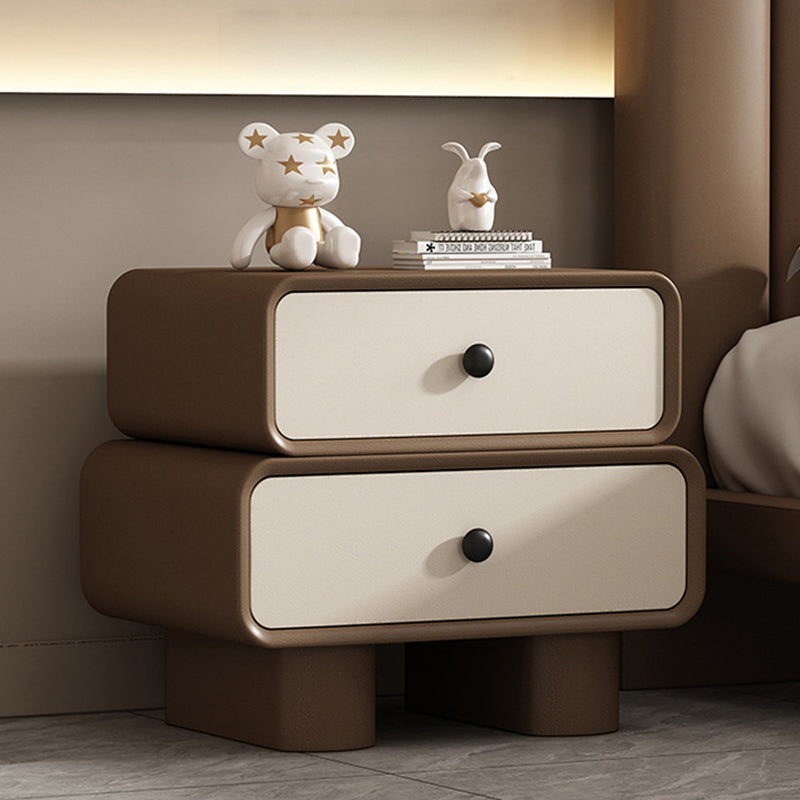 Modern Minimalist Rectangular Engineered Wood Nightstand 2-Drawer For Bedroom