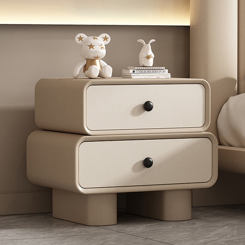 Modern Minimalist Rectangular Engineered Wood Nightstand 2-Drawer For Bedroom