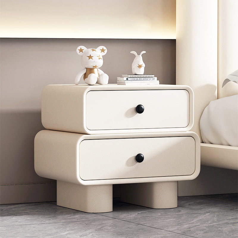Modern Minimalist Rectangular Engineered Wood Nightstand 2-Drawer For Bedroom