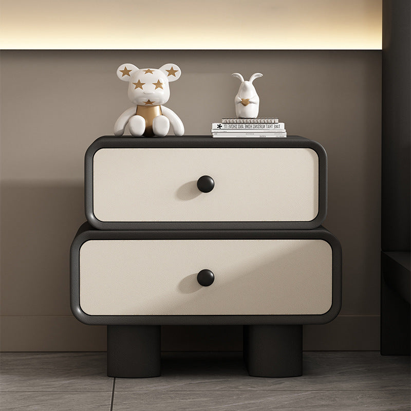 Modern Minimalist Rectangular Engineered Wood Nightstand 2-Drawer For Bedroom