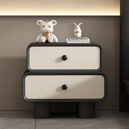 Modern Minimalist Rectangular Engineered Wood Nightstand 2-Drawer For Bedroom