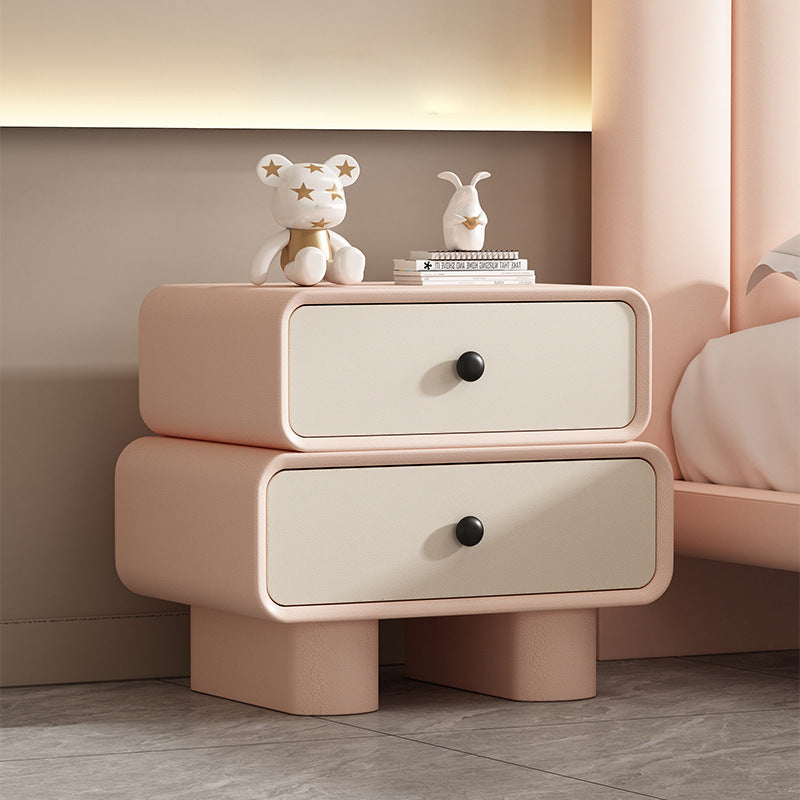 Modern Minimalist Rectangular Engineered Wood Nightstand 2-Drawer For Bedroom
