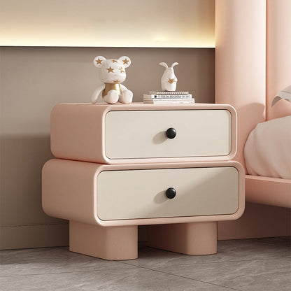 Modern Minimalist Rectangular Engineered Wood Nightstand 2-Drawer For Bedroom
