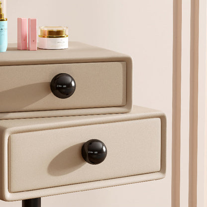 Modern Minimalist Rectangular Solid Wood Carbon Steel Microfiber Leather Iron Nightstand 2-Drawer For Bedroom