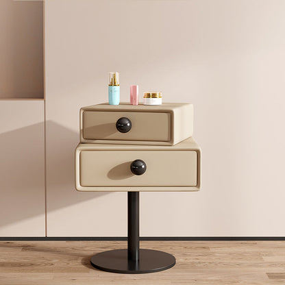 Modern Minimalist Rectangular Solid Wood Carbon Steel Microfiber Leather Iron Nightstand 2-Drawer For Bedroom