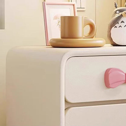 Contemporary Creative Rectangular Cat-Scratch Leather MDF Nightstand 2-Drawer For Bedroom