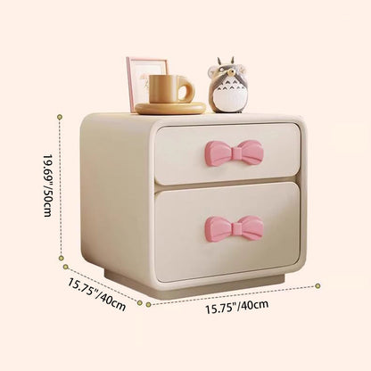 Contemporary Creative Rectangular Cat-Scratch Leather MDF Nightstand 2-Drawer For Bedroom