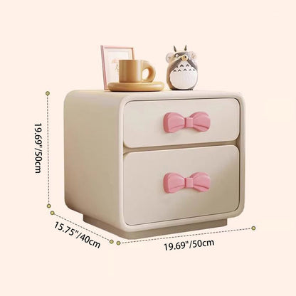 Contemporary Creative Rectangular Cat-Scratch Leather MDF Nightstand 2-Drawer For Bedroom