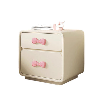 Contemporary Creative Rectangular Cat-Scratch Leather MDF Nightstand 2-Drawer For Bedroom