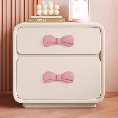 Contemporary Creative Rectangular Cat-Scratch Leather MDF Nightstand 2-Drawer For Bedroom