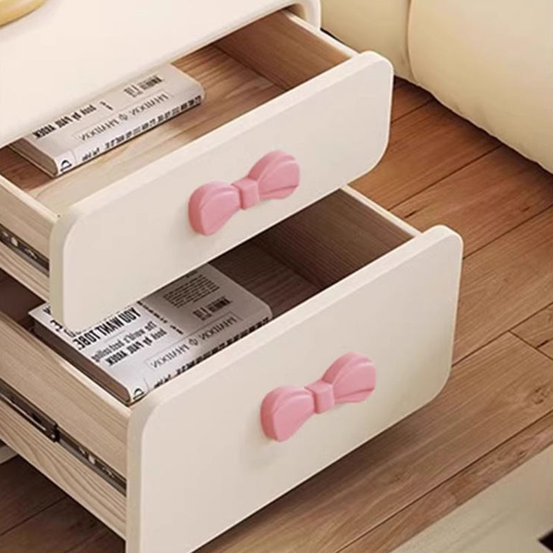 Contemporary Creative Rectangular Cat-Scratch Leather MDF Nightstand 2-Drawer For Bedroom