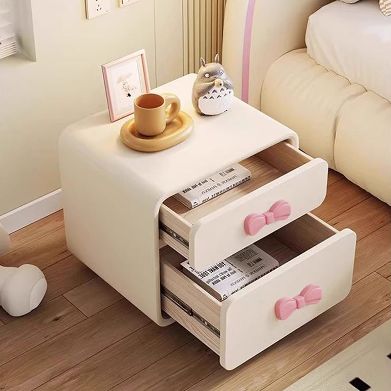 Contemporary Creative Rectangular Cat-Scratch Leather MDF Nightstand 2-Drawer For Bedroom