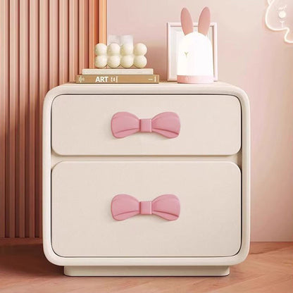 Contemporary Creative Rectangular Cat-Scratch Leather MDF Nightstand 2-Drawer For Bedroom