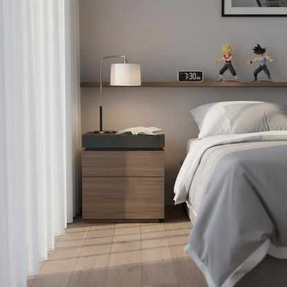 Modern Minimalist Rectangular Medium Density Fiberboard Nightstand 4-Drawer For Bedroom