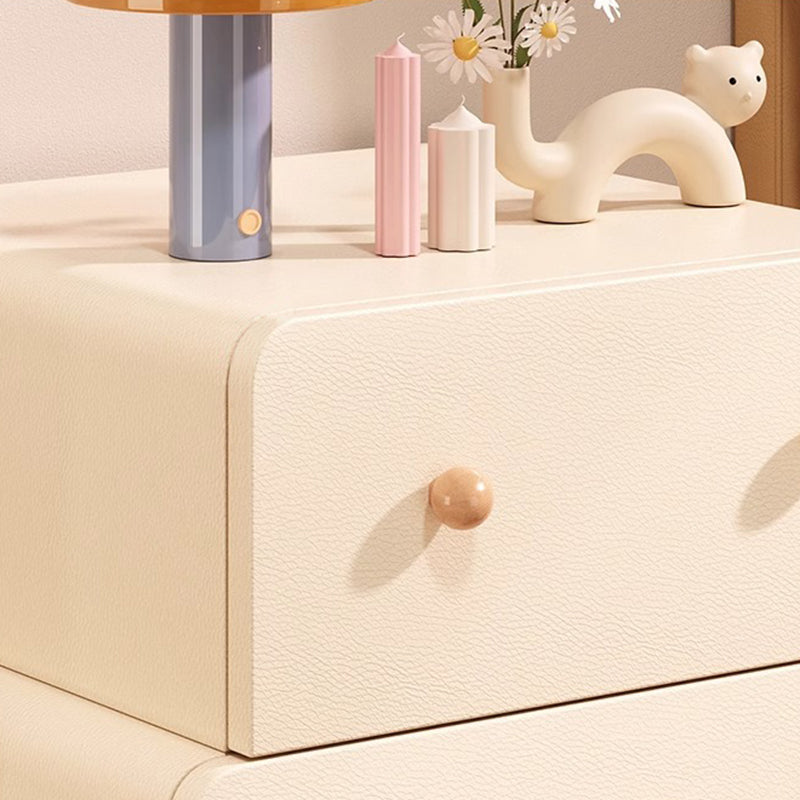 Contemporary Creative Rectangular Multi-Layer Solid Wood Cat Claw Leather Nightstand 2-Drawer For Bedroom