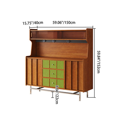 Traditional Vintage Rectangular Medium Density Fiberboard Stainless Steel Storage Cabinet 2-Cabinet For Living Room