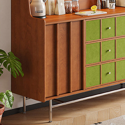 Traditional Vintage Rectangular Medium Density Fiberboard Stainless Steel Storage Cabinet 2-Cabinet For Living Room