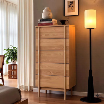 Modern Minimalist Rectangular Solid Wood Storage Cabinet 5-Drawer For Living Room