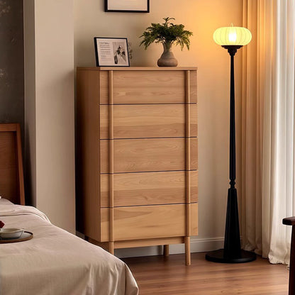 Modern Minimalist Rectangular Solid Wood Storage Cabinet 5-Drawer For Living Room