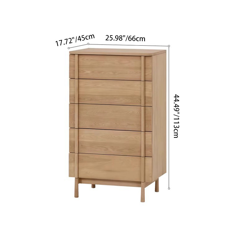 Modern Minimalist Rectangular Solid Wood Storage Cabinet 5-Drawer For Living Room