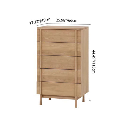 Modern Minimalist Rectangular Solid Wood Storage Cabinet 5-Drawer For Living Room