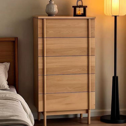 Modern Minimalist Rectangular Solid Wood Storage Cabinet 5-Drawer For Living Room