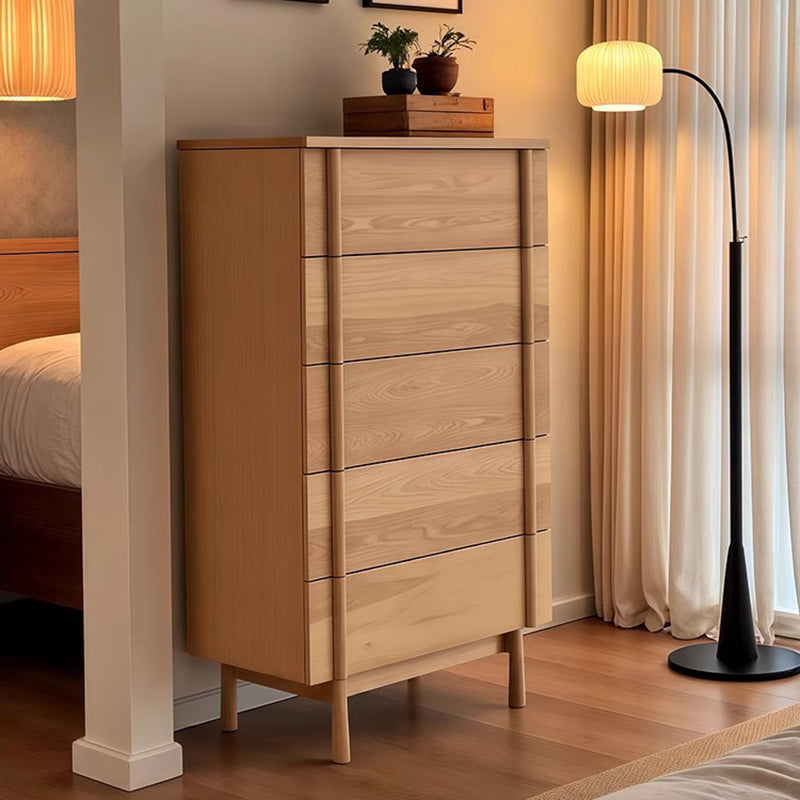 Modern Minimalist Rectangular Solid Wood Storage Cabinet 5-Drawer For Living Room