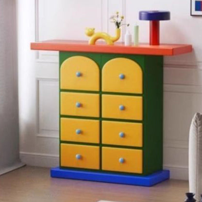 Contemporary Creative Rectangular Eco-Friendly Medium Density Fiberboard Solid Wood Ceramic Storage Cabinet 8-Drawer For Living Room