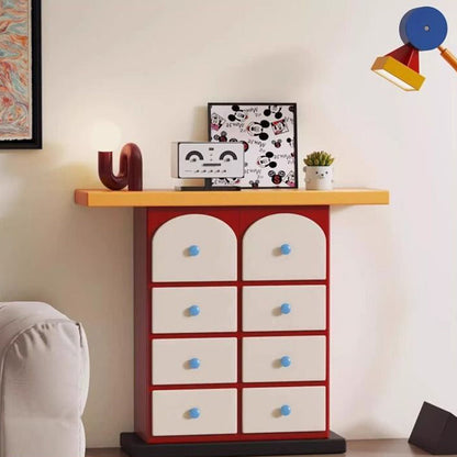 Contemporary Creative Rectangular Eco-Friendly Medium Density Fiberboard Solid Wood Ceramic Storage Cabinet 8-Drawer For Living Room