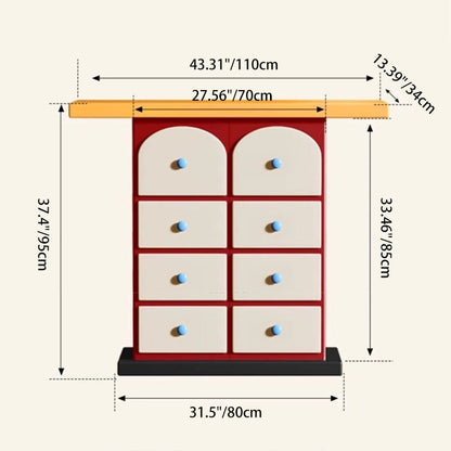 Contemporary Creative Rectangular Eco-Friendly Medium Density Fiberboard Solid Wood Ceramic Storage Cabinet 8-Drawer For Living Room